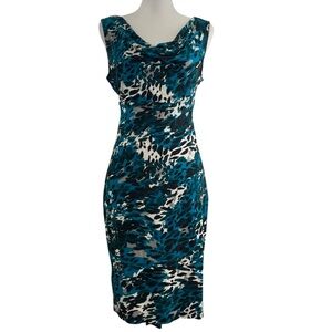Ann Taylor Blue and Black Sleeveless Dress Size 6 (#2069)